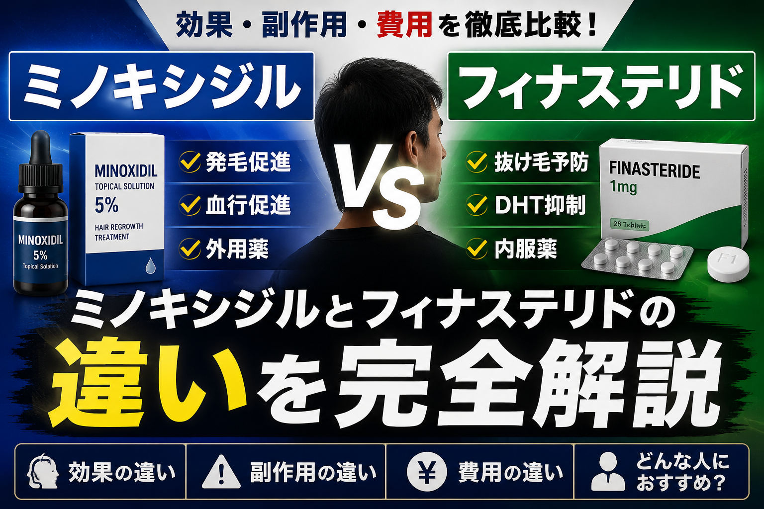 ミノキシジルとフィナステリドの違いを完全解説